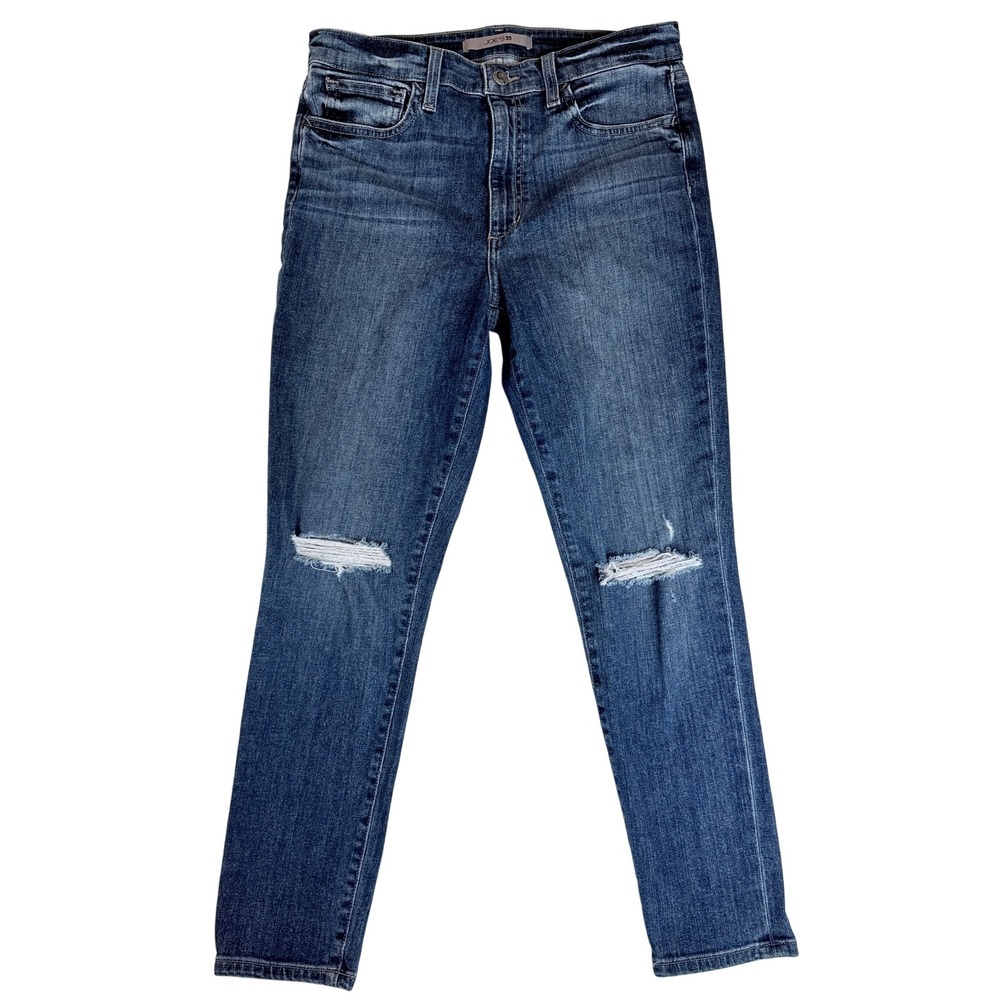 Joe's Jeans High Rise Skinny Crop Womens Size 30 Blue Distressed Denim